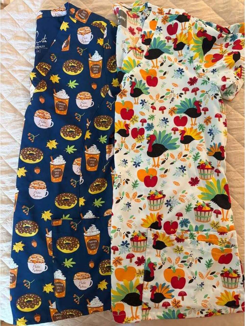 XS Women's Fall Themed Scrub Tops